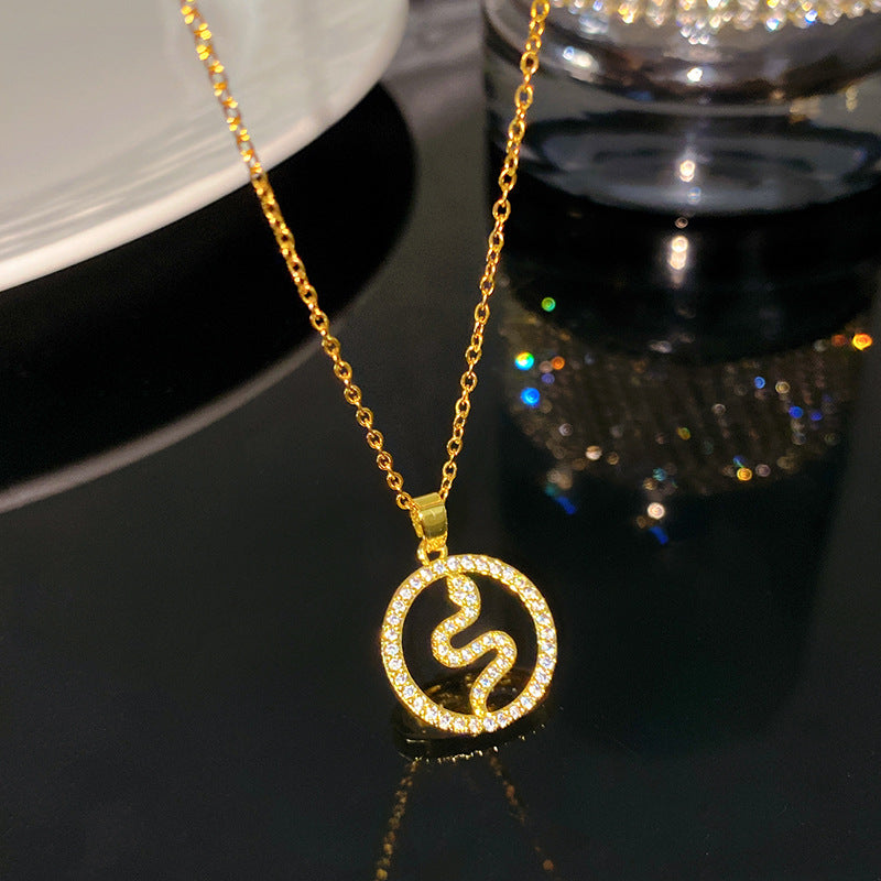 Sporty Sweet Evil Eye Floral Pendant Titanium Steel Necklace with Cable Chain