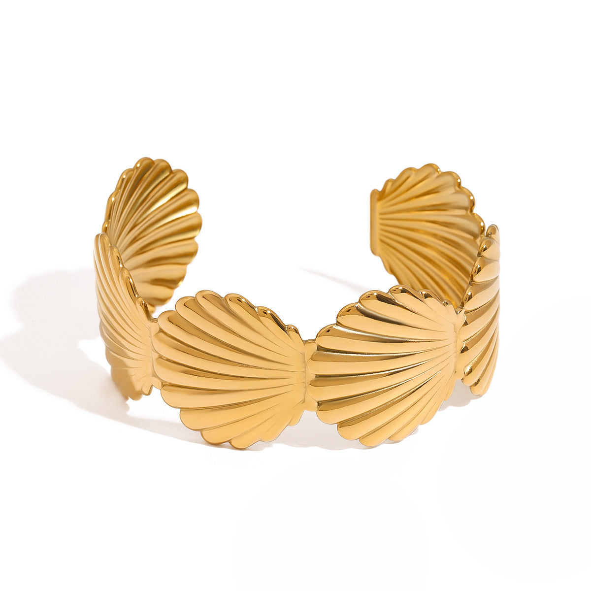 Wide Plated Stainless Steel Cuff Bracelet