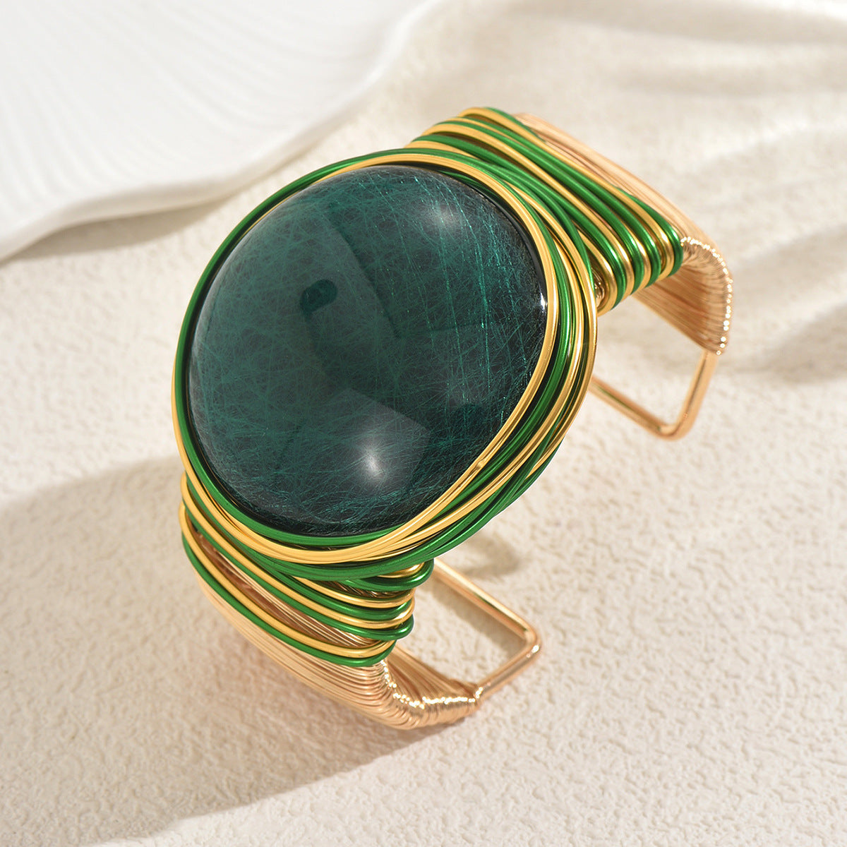 Pulsera geométrica de lujo para mujer con incrustaciones de piedras preciosas, brazalete ajustable de aleación de zinc para la elegancia diaria