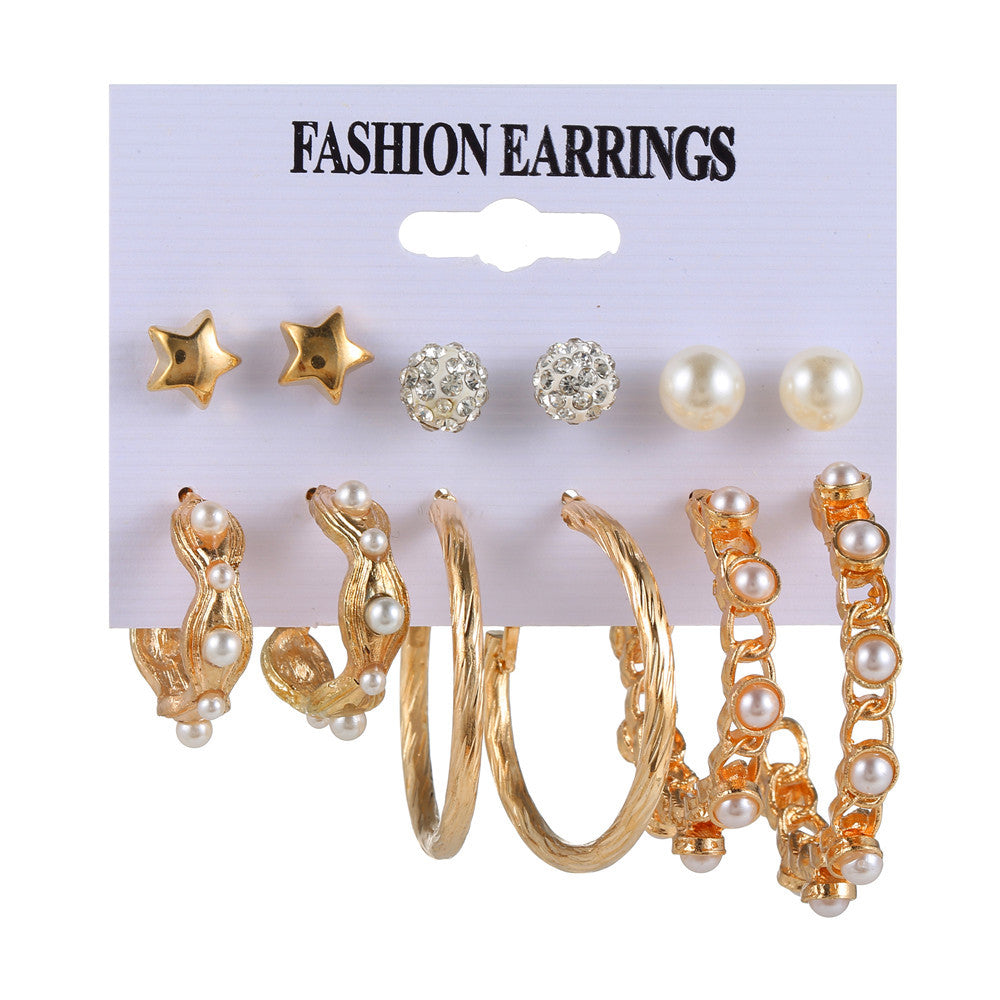 Minimalist Sweet Geometric Round Pearl Plated Stainless Steel Earrings