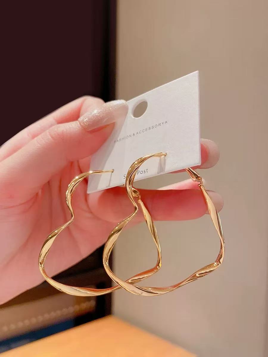 Orecchini a Cerchio Geometrici in Ferro Placcato Argento da Donna, Stile Minimalista Casual per Ufficio, Gioielli Eleganti di Ispirazione Vintage per Tutti i Giorni