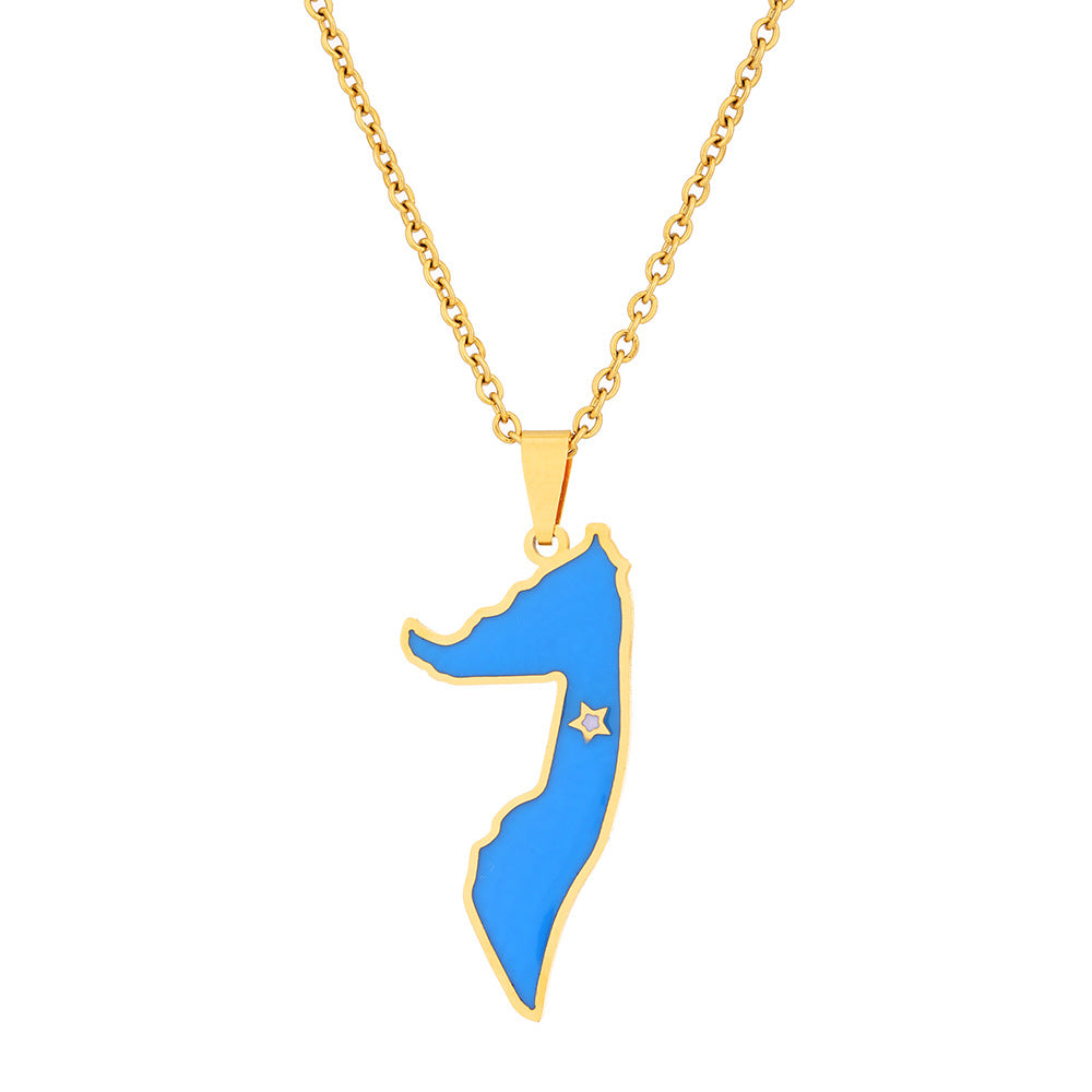 Collar con colgante geométrico de acero de titanio con acabado chapado para unisex, estilo cadena de serpiente