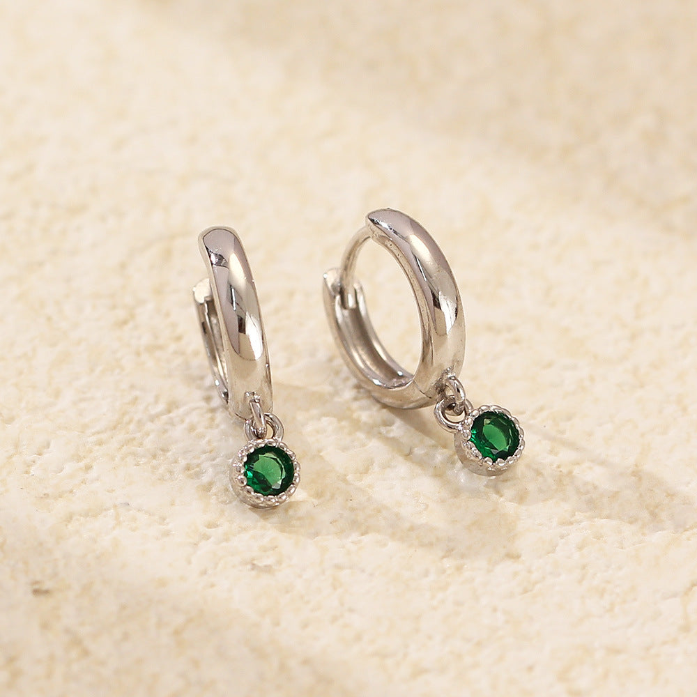 Luxury 925 Sterling Silver Geometric Round Plated Cubic Zirconia Hoop Earrings for Women