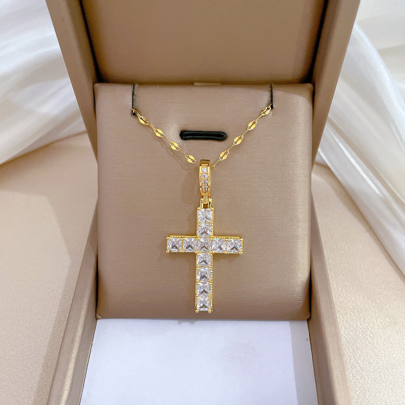 Collana con Pendente a Luna Geometrica Minimalista per Donne e Uomini, Catena Sottile in Acciaio Inossidabile con Accenti di Strass