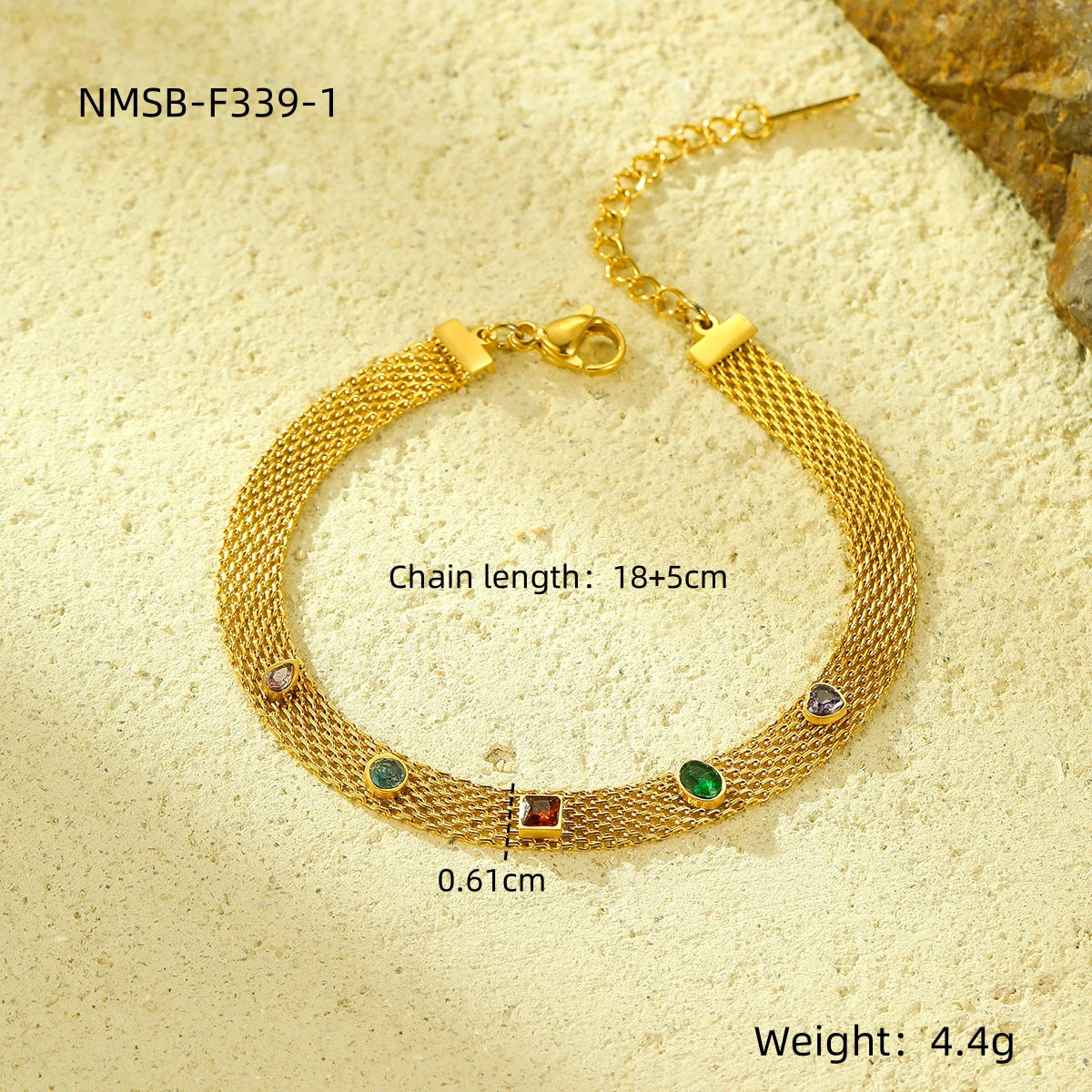 Set di Collana in Acciaio Inossidabile con Motivo Geometrico in Stile Ufficio, con Accenti in Zircone e Finitura Placcata