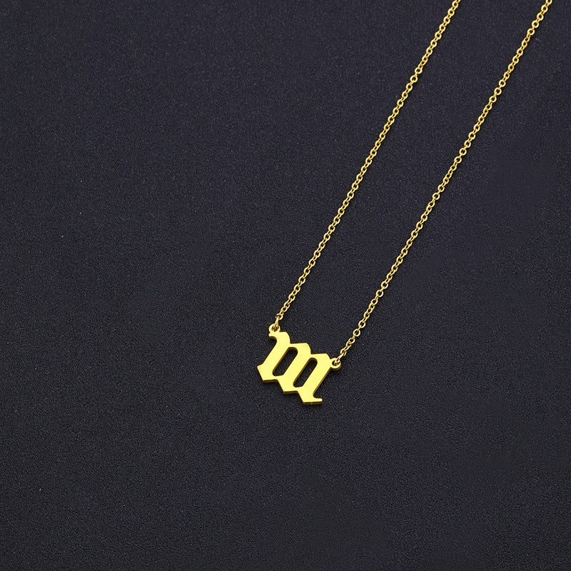 Collana con Ciondolo Numerico Geometrico in Acciaio Inossidabile Minimalista da Donna con Finitura Placcata e Catena a O