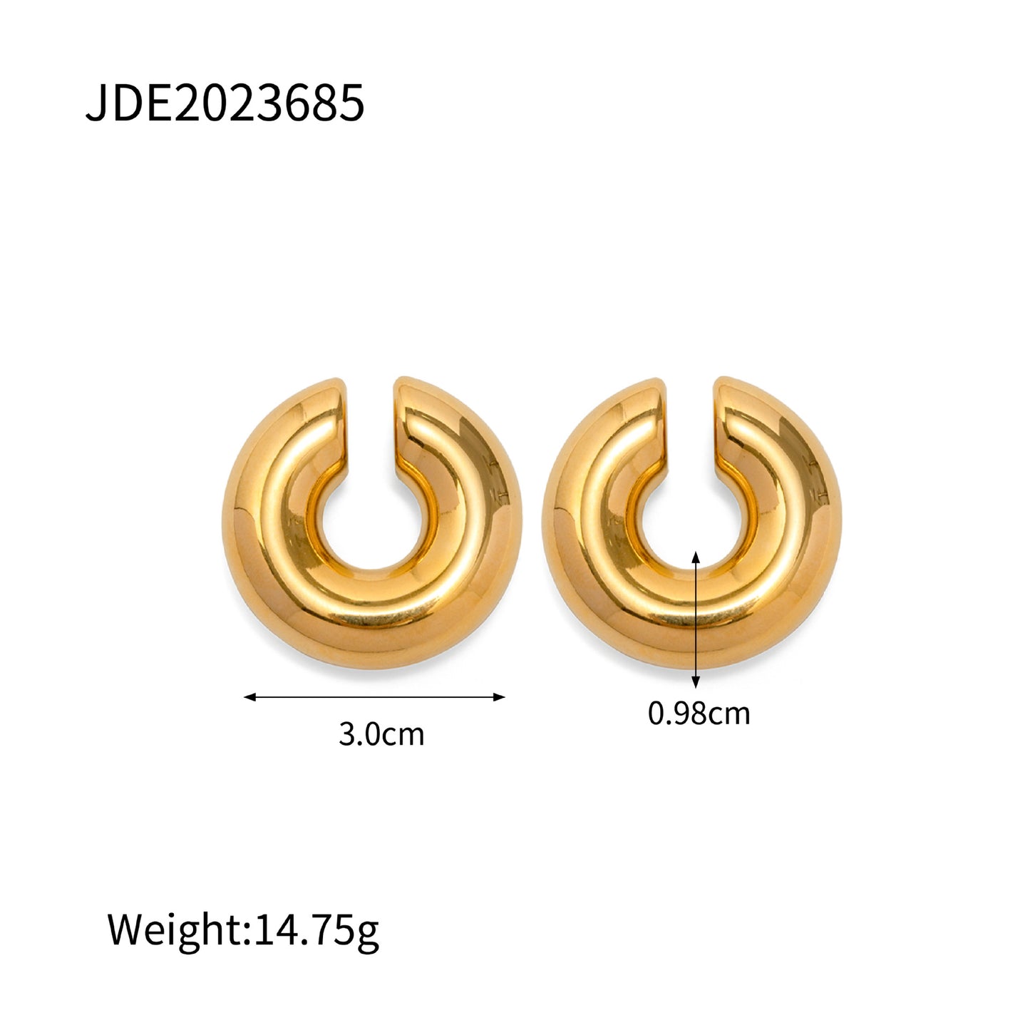 Orecchini a Cerchio Geometrici in Acciaio Inossidabile con Placcatura in Oro 18K da Donna