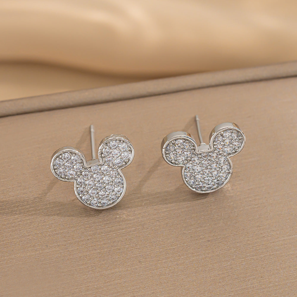 Elegant Minimalist Titanium Steel Heart-Shaped Necklace and Earrings Set with Rhinestone Inlay and Gold Plating for Women