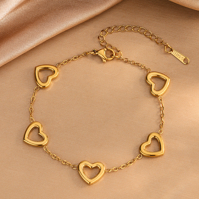Elegante Conjunto de Joyas de Acero Inoxidable Chapado en Oro con Corazón y Lágrima para Mujer