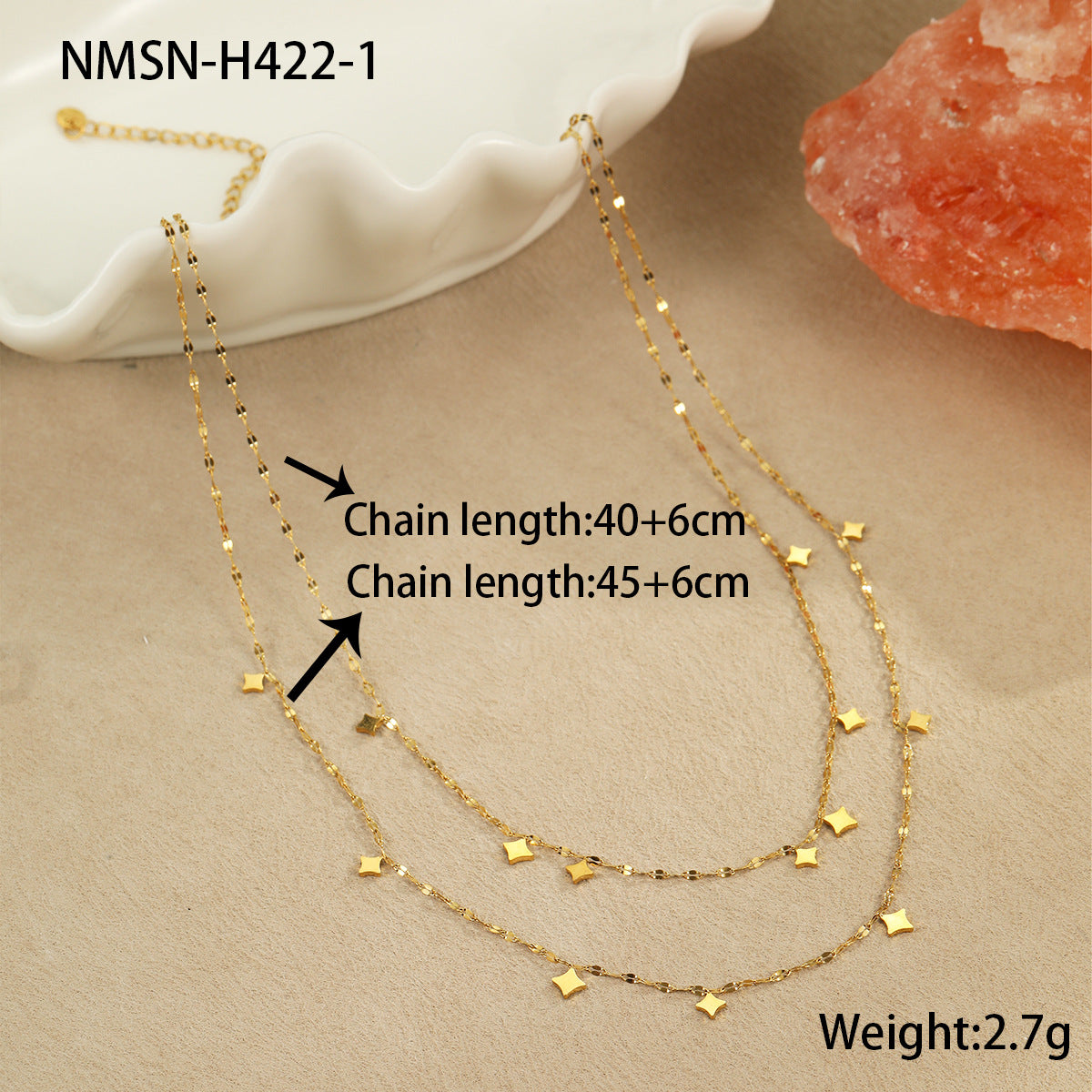 Minimalist Geometric Stainless Steel Layered Necklace with Plated Finish for Women