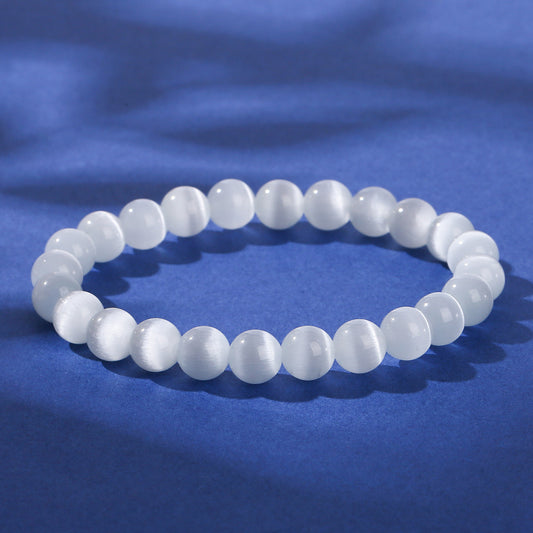 Elegant Round Cat's Eye Stone Beaded Bracelet for Women