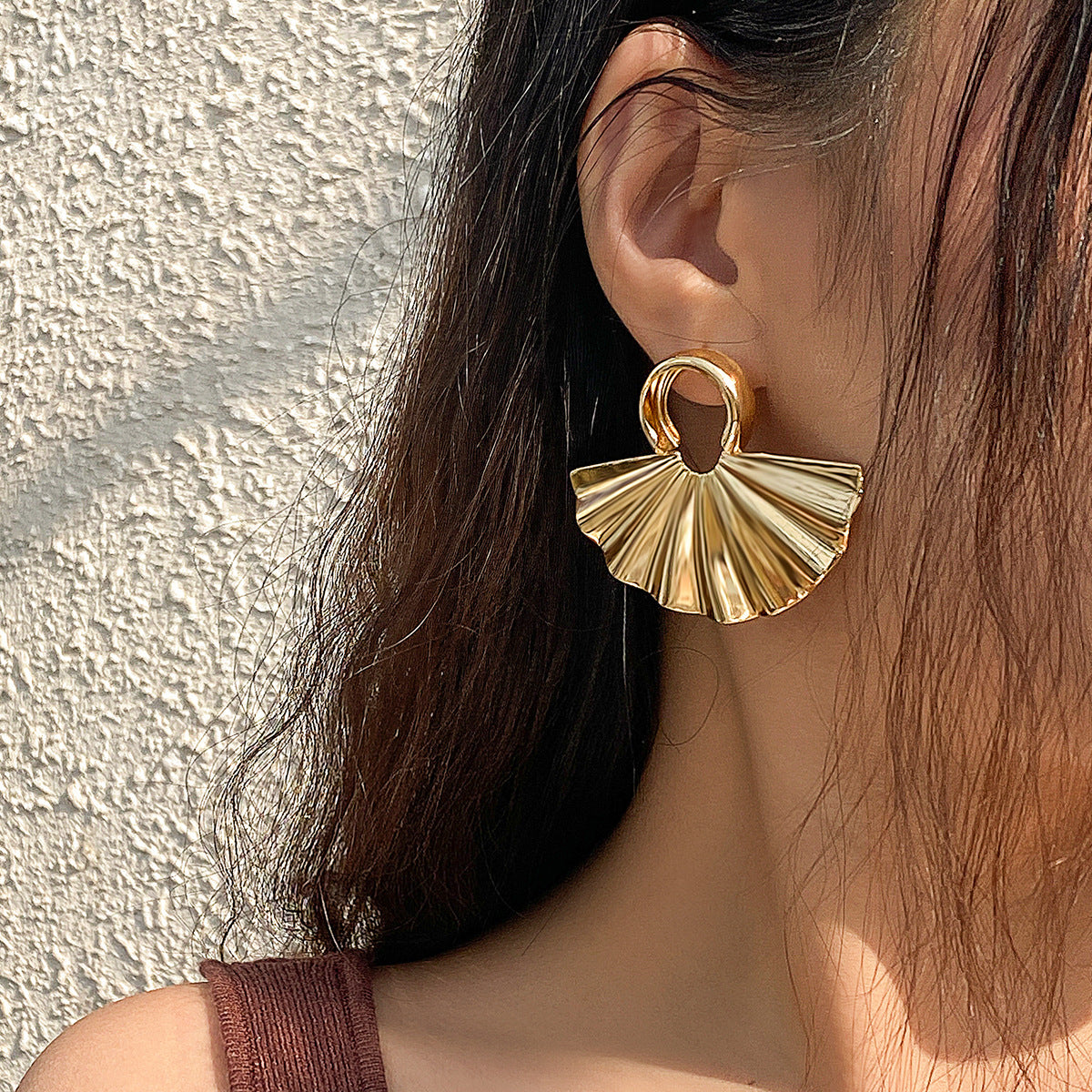 Punk Minimalist Gold Plated Alloy Leaf Earrings for Women