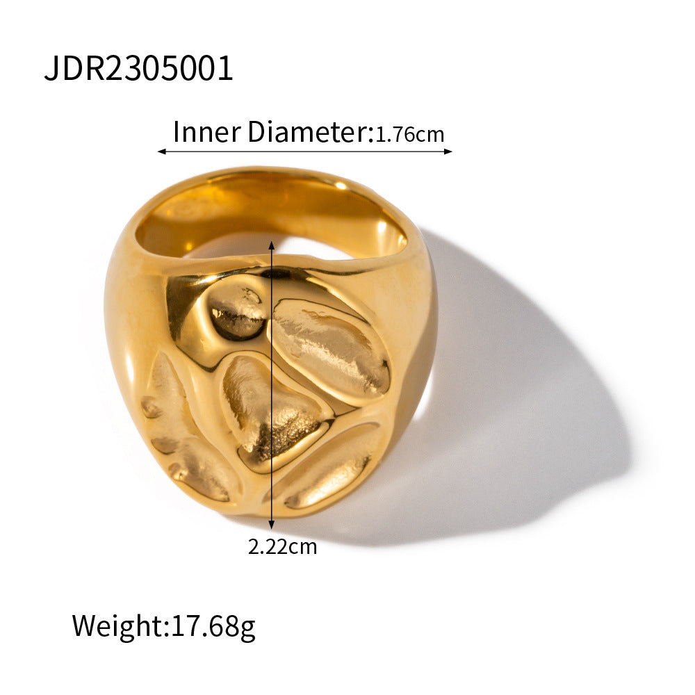 Minimalist Luxury Geometric Round PVD Stainless Steel Ring for Women