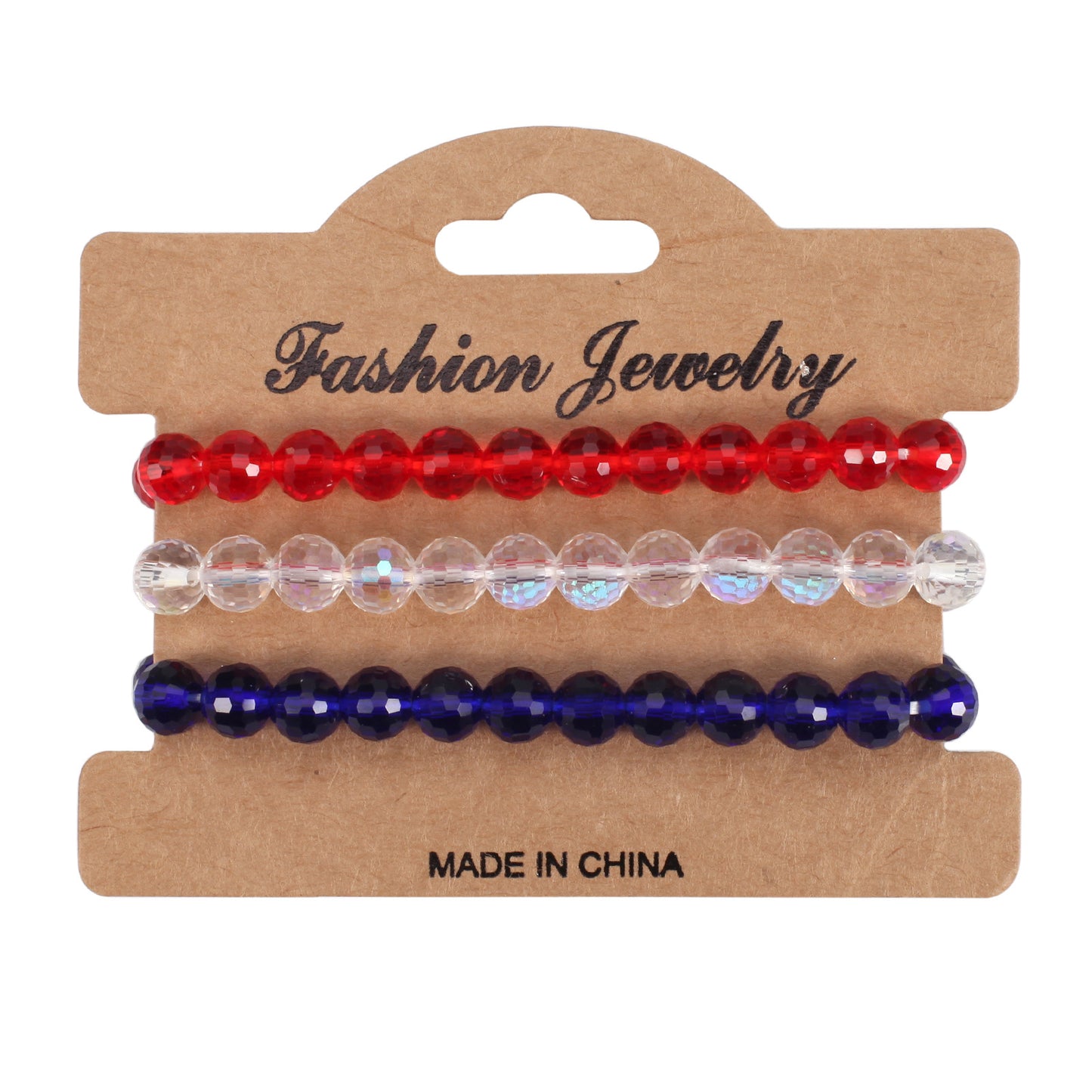Geometric Crystal Beaded Stretch Bracelet Unisex