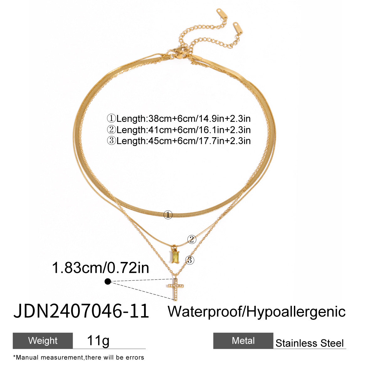 Elegant Geometric Square Stainless Steel Necklace with Titanium Steel Pendant and Cubic Zirconia Inlay for Women