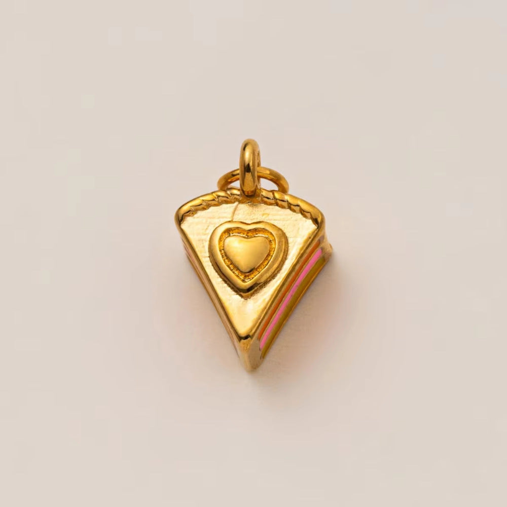 Vintage 18K Gold Plated Stainless Steel Strawberry Dessert Charm Bar for Women