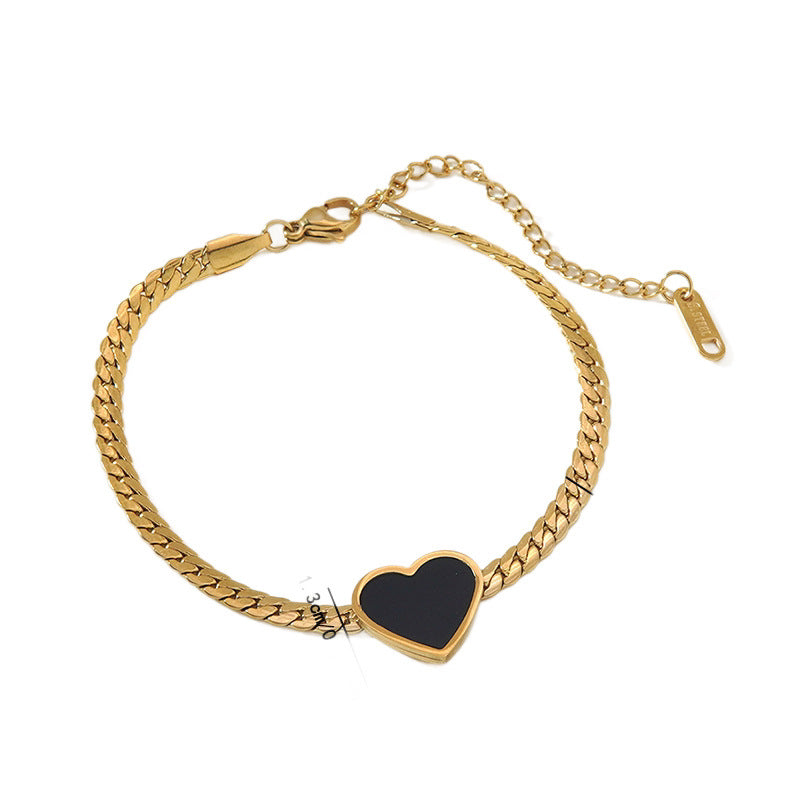 Bracciale a cuore di lusso in acciaio inossidabile con zirconia cubica placcata per donna