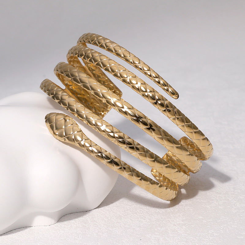 Minimalist 18K Gold Plated Stainless Steel Snake Chain Bracelet for Women