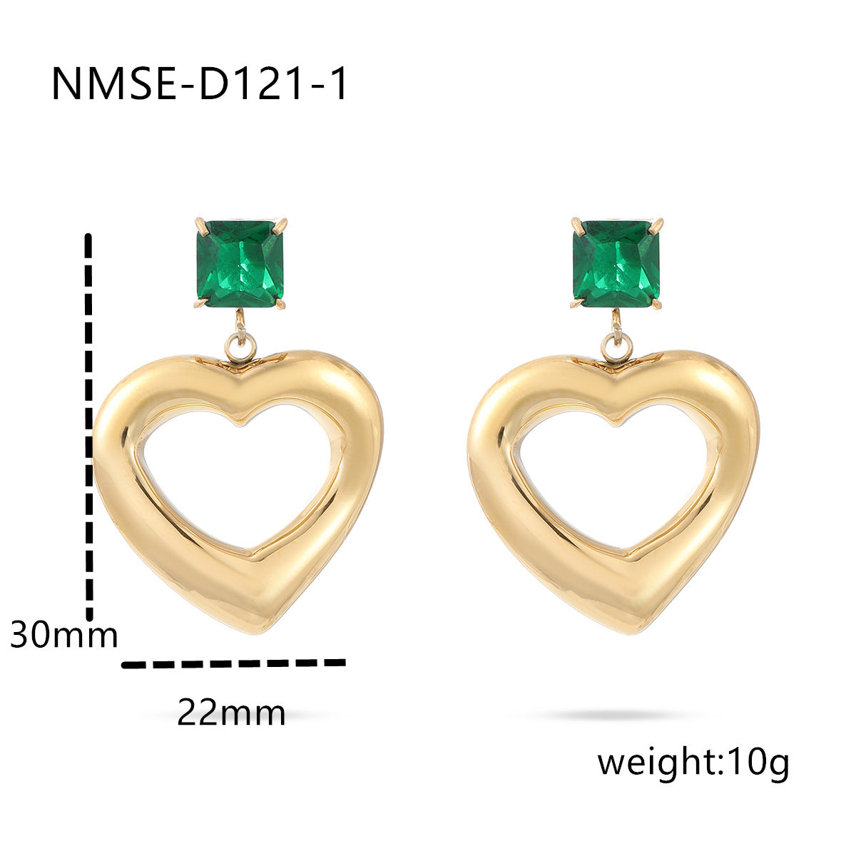 Fashionable Minimalist Heart-Shaped Zirconia-Set Titanium Steel Stud Earrings for Women with Plated Finish
