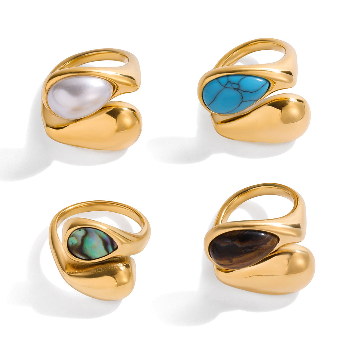 Anello in Acciaio al Titanio Inossidabile Geometrico con Finitura Galvanica da Donna Accessorio di Moda Lusso Minimalista Elegante