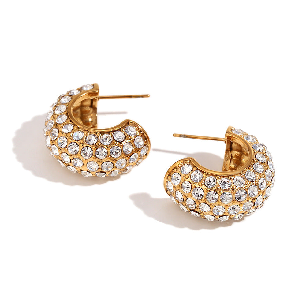 Minimalist Geometric Wave Texture Matte Earrings in Stainless Steel with 18K Gold Plating for Women