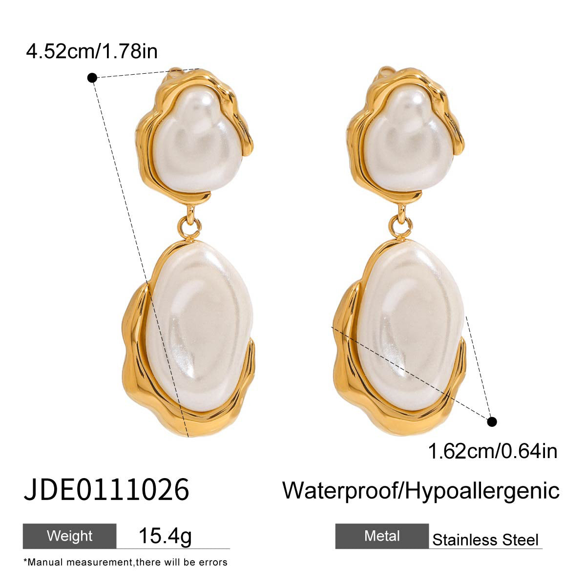 Elegant Geometric Pearl Inlay Plated Stainless Steel Earrings for Women