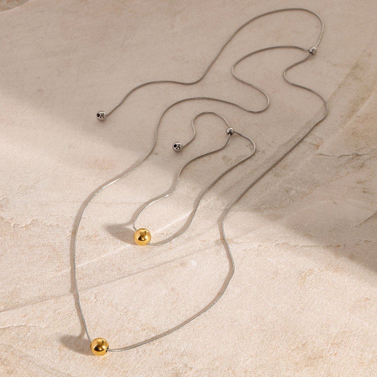 Collana con Pendente Geometrico in Acciaio Inossidabile con Ciondolo in Acciaio al Titanio, Catena a Serpente Elettroplaccata, Gioielli Minimalisti Unisex
