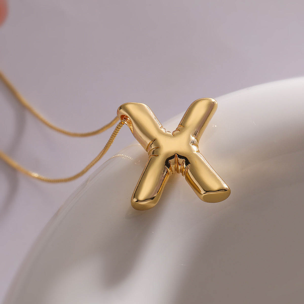 Minimalist Irregular Geometric Letter Balloon Pendant Necklace for Women