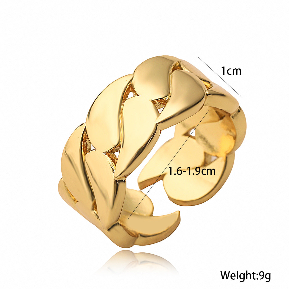 Minimalist Geometric Adjustable Ring for Women in Brass with Gold Plating Vintage-Inspired Irregular Design