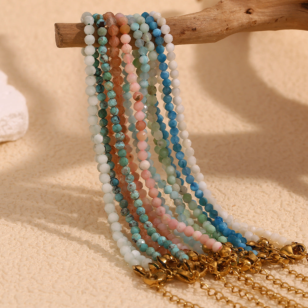Elegant Geometric Stainless Steel 18K Gold Plated Natural Opal Bracelet for Women