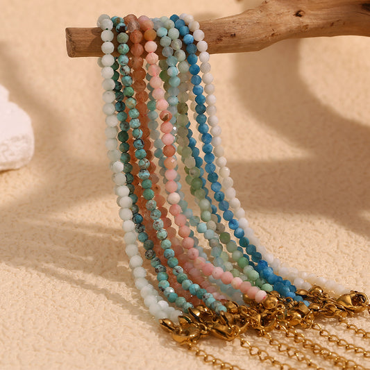 Elegant Geometric Stainless Steel 18K Gold Plated Natural Opal Bracelet for Women
