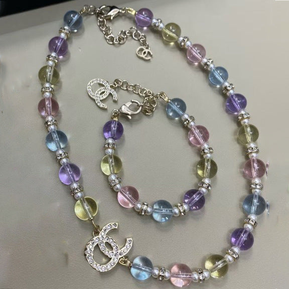 Bracciale da donna placcato in cristallo con lettera di lusso