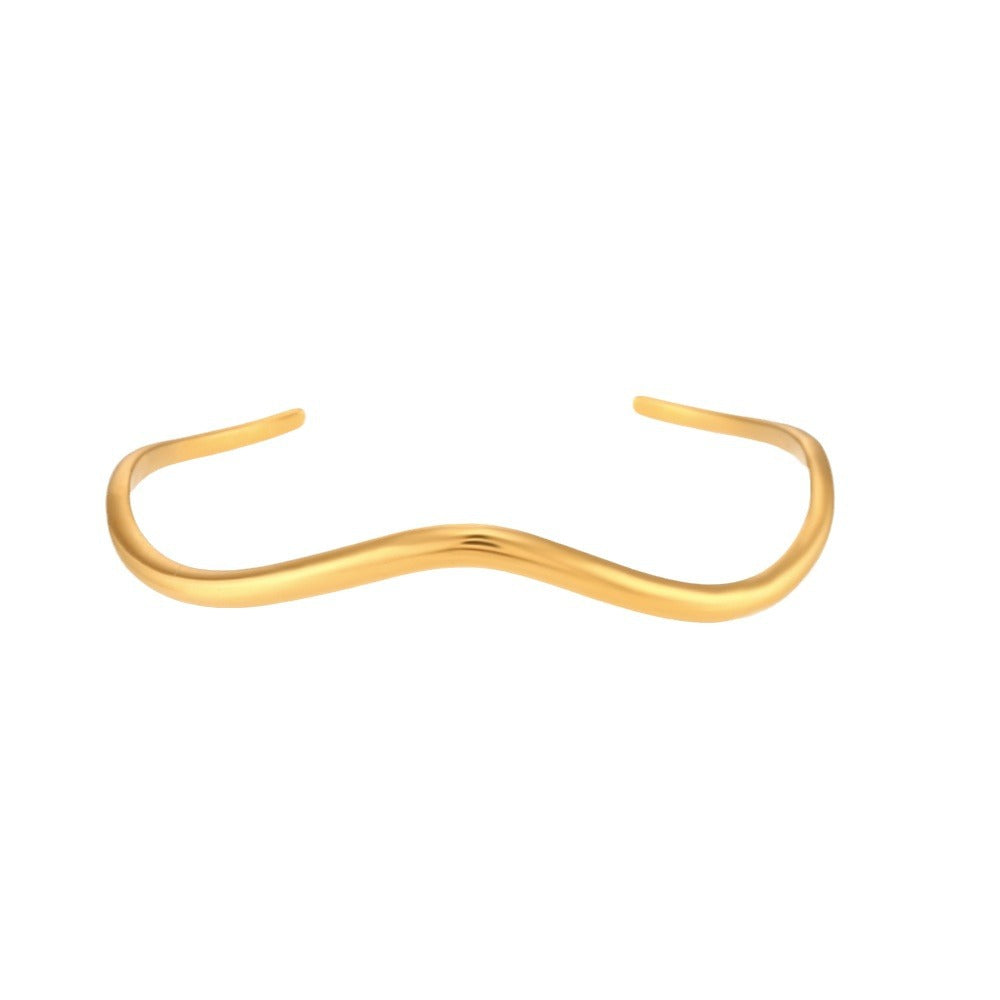 Minimalist Luxury Wave-Shaped Stainless Steel Bracelet for Women with Plated Finish