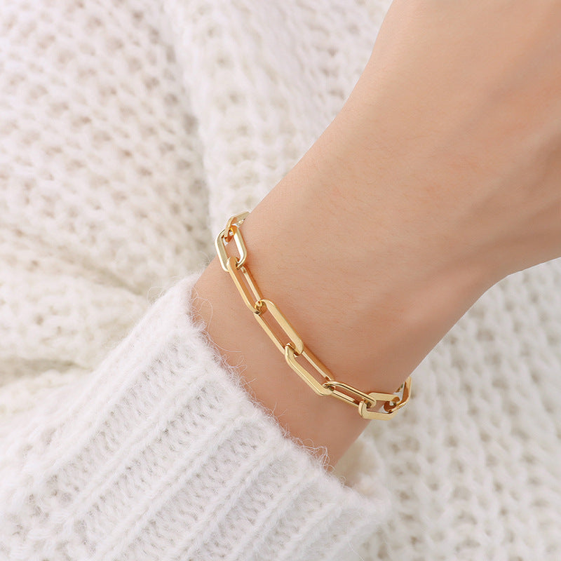 Set di collane a strati geometriche minimaliste in acciaio al titanio con placcatura in oro 18 carati da donna