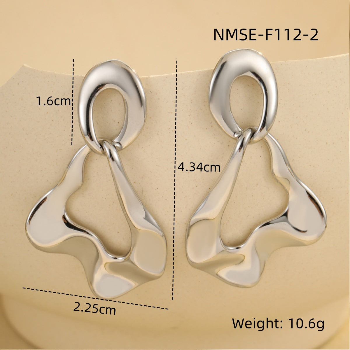 Orecchini a perno da donna minimalisti geometrici in acciaio inossidabile con finitura placcata, design a doppio anello irregolare