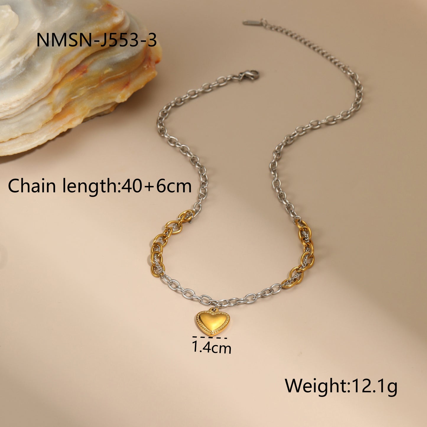 Collar geométrico de acero inoxidable a la moda con acabado chapado en oro de 18 quilates y plata para mujer