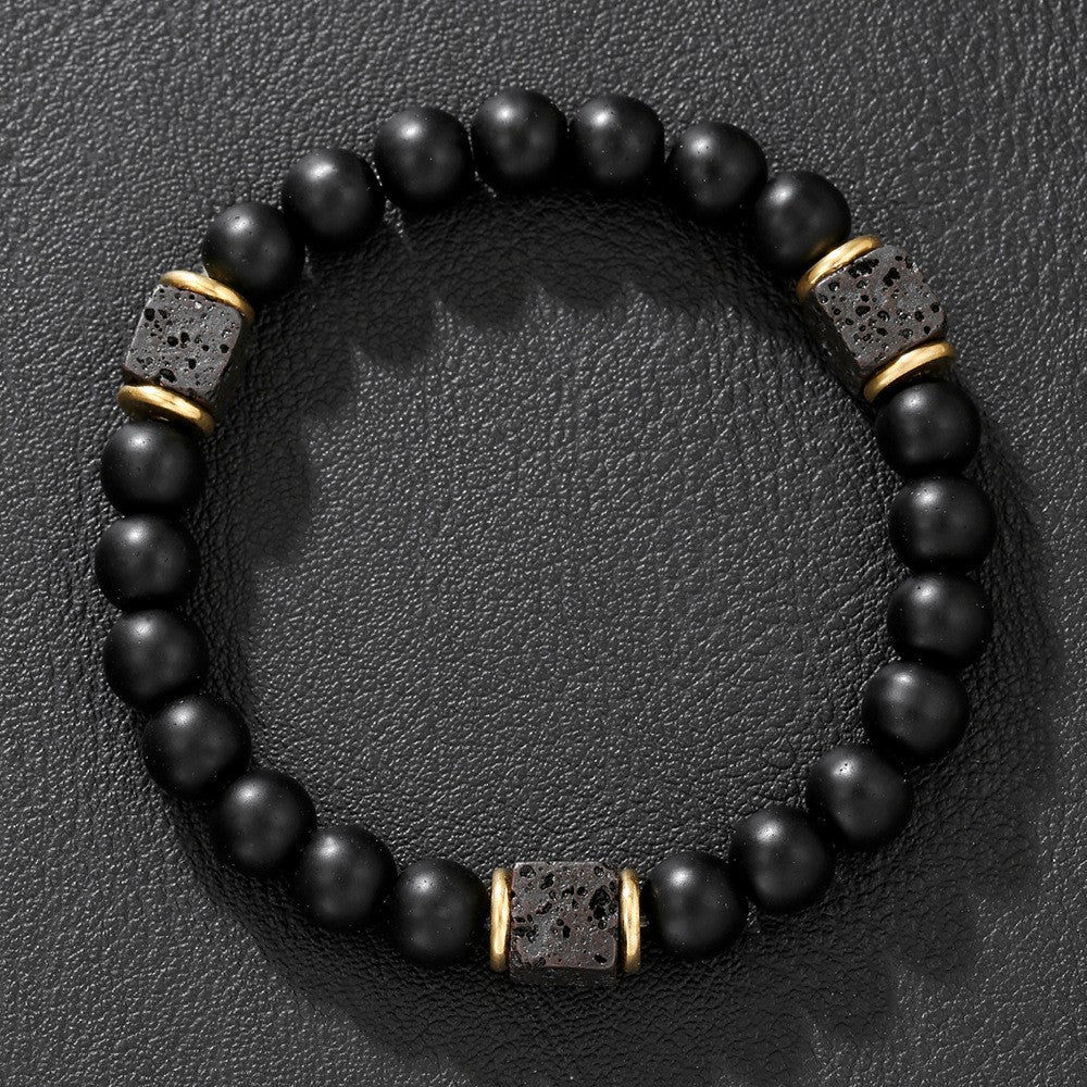 Natural Gemstone Geometric Round Beaded Bracelet Unisex
