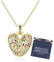 Sweet Hip-hop Letter Brass Cubic Zirconia Inlay Pendant Necklace Box Chain Unisex