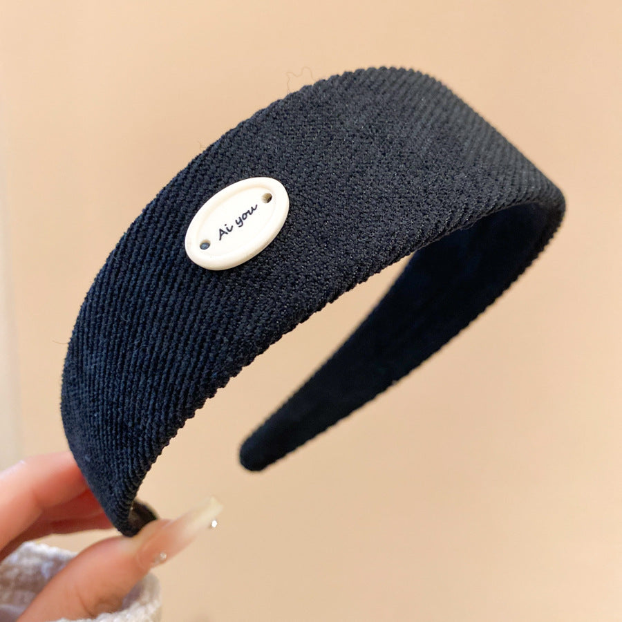 Diadema de perlas minimalista para mujer con estilo retro de otoño e invierno, diadema de tela redonda para peinado de corona alta, accesorio elegante para uso diario en la oficina