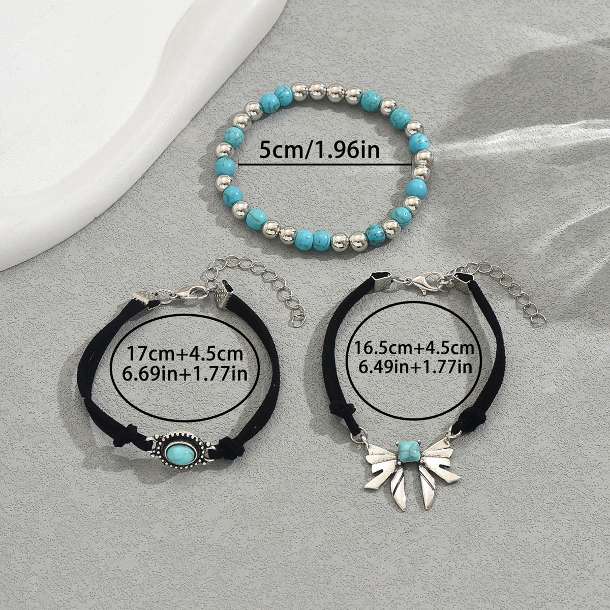 Set bracciale rigido turchese da donna con farfalla geometrica vintage in lega di zinco fatto a mano
