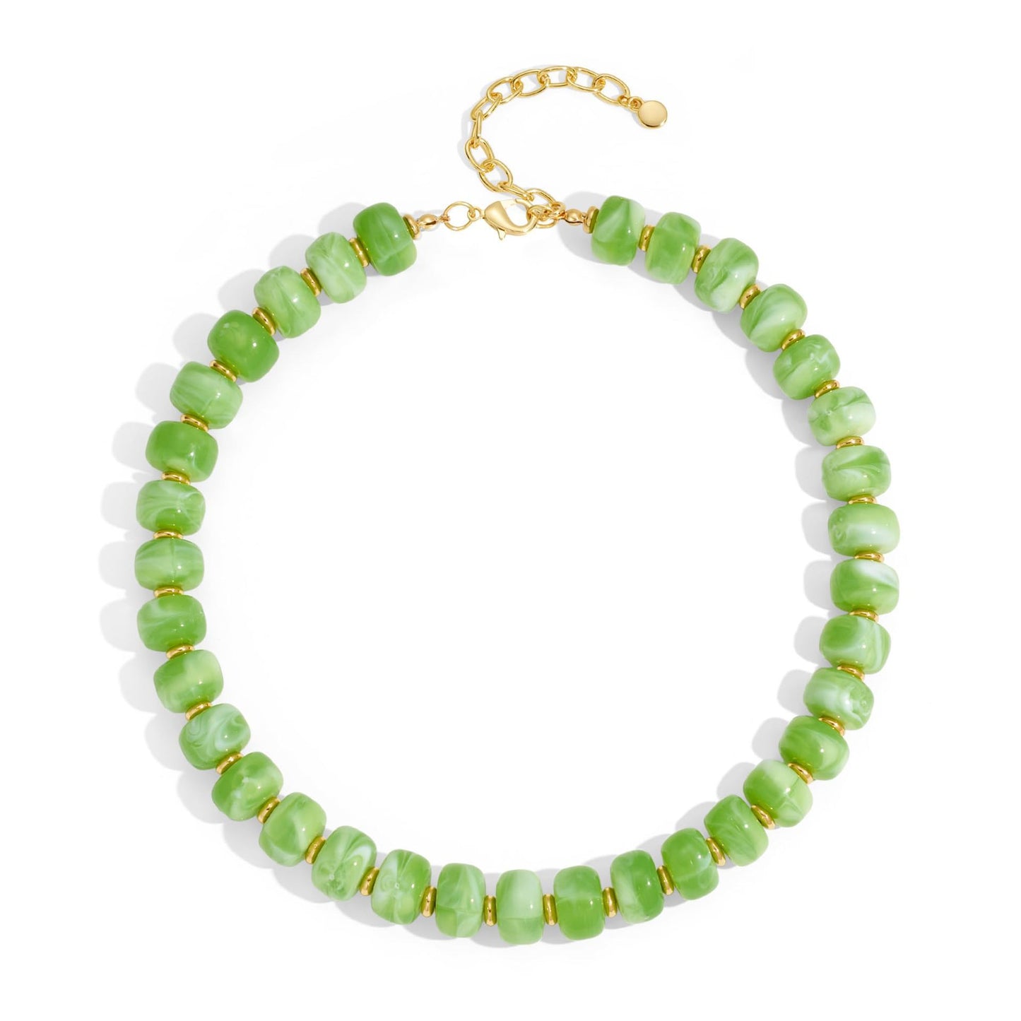 Luxury Geometric Heart Acrylic Pendant Necklace Colorful Beads Chain for Women