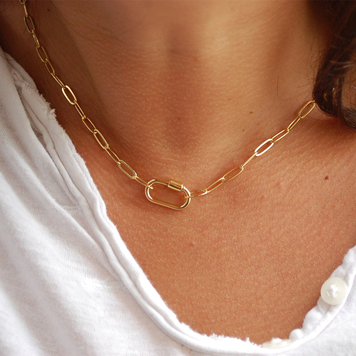 Natural Minimalist Geometric Pendant Necklace for Women Stainless Steel Chain with Titanium Steel Pendant and Polished Finish