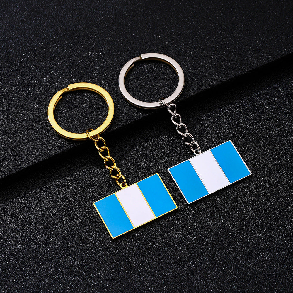 Portachiavi con ciondolo in acciaio inossidabile smaltato stile etnico per uomo e donna, accessorio regalo universale