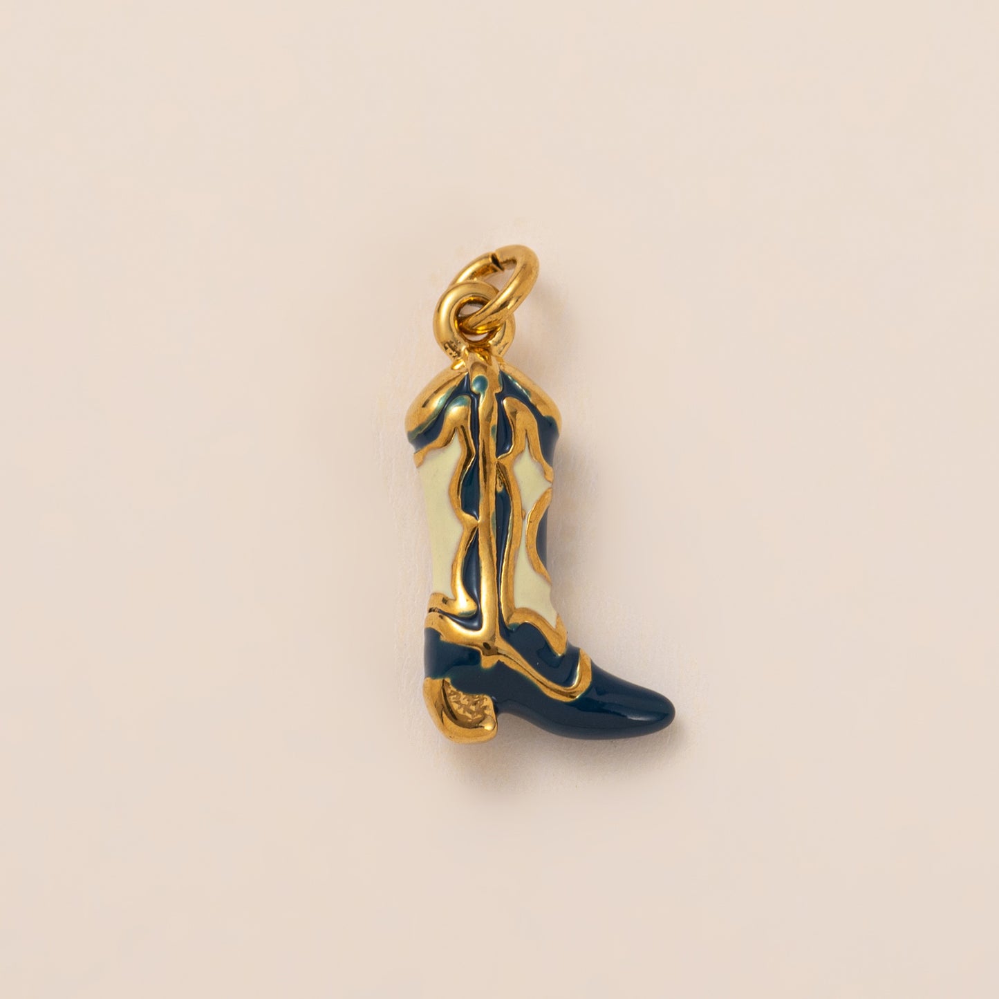 Vintage 18K Gold Plated Stainless Steel Horseshoe Boot Charm Bar for Women