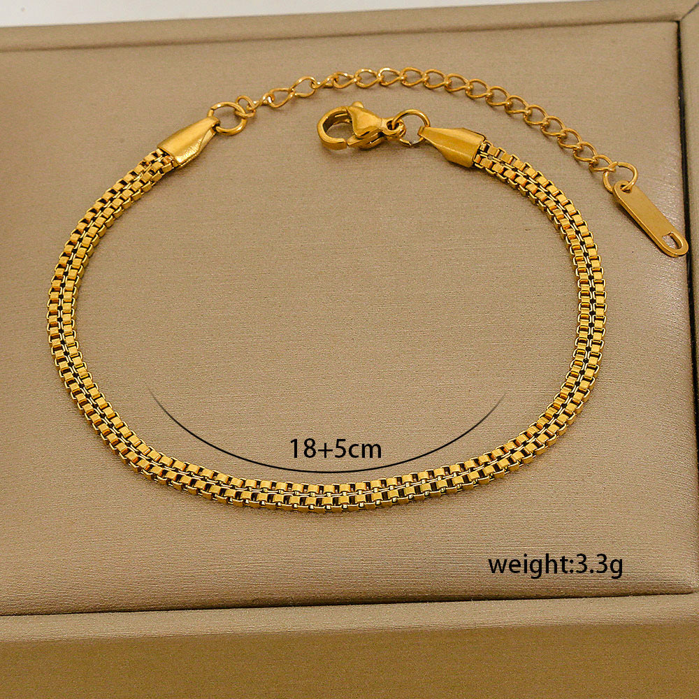 Set di bracciali multistrato minimalisti in acciaio inossidabile con placcatura sottovuoto, da indossare tutti i giorni