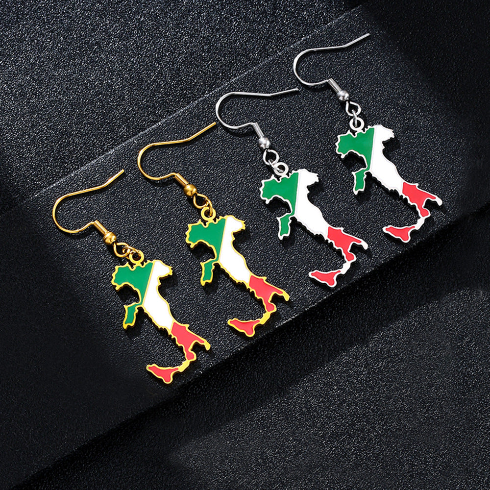 Pendientes de acero inoxidable de esmalte vintage geométricos para mujer