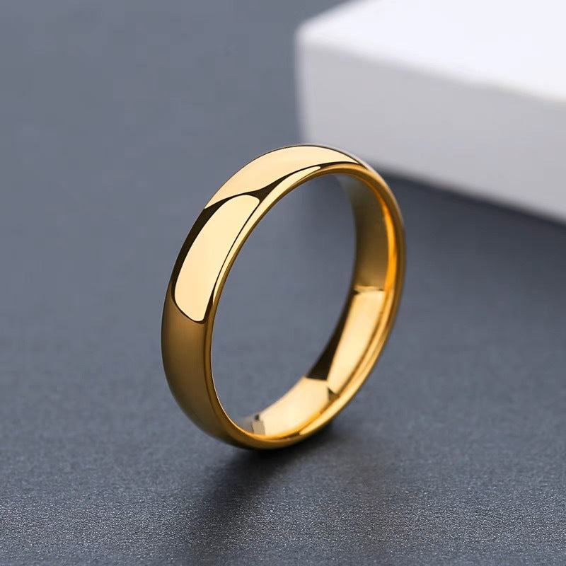 Anello Minimalista Geometrico in Acciaio al Titanio da Donna Placcato Oro 18K, Fascia Leggera di Lusso per Dito Indice