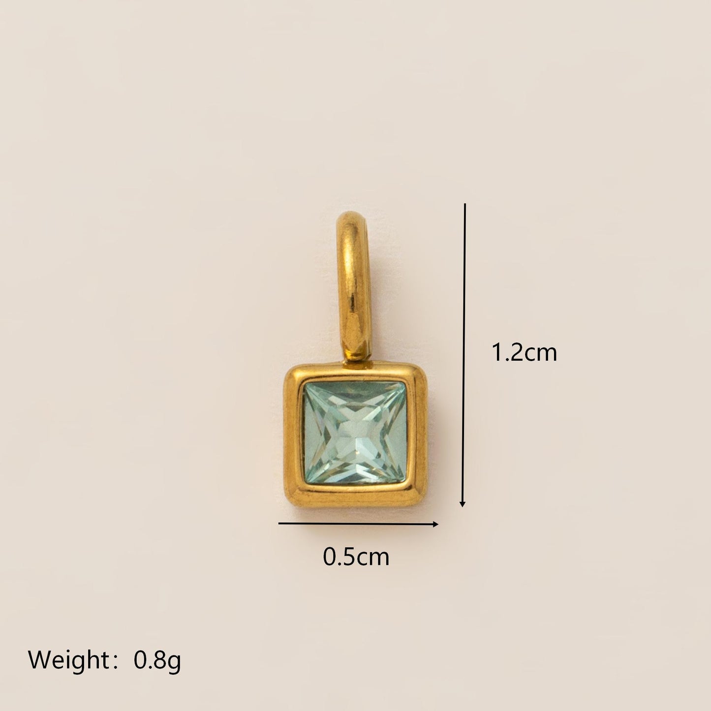 Minimalist Square Stainless Steel Pendant with Cubic Zirconia Inlay Titanium Steel Corn Chain Necklace for Women DIY Charm Bar