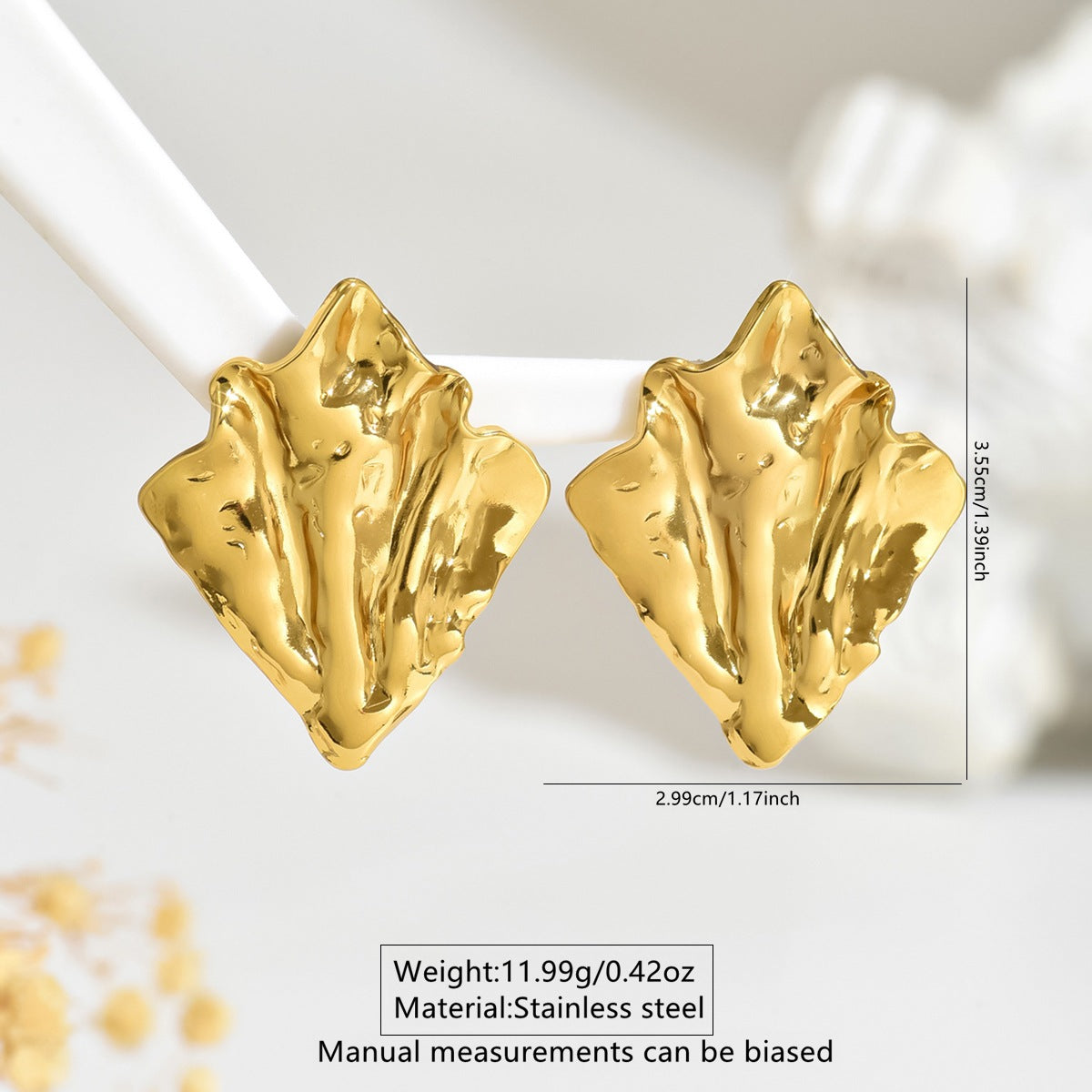 Orecchini vintage di lusso in acciaio inossidabile con pieghe irregolari e forme geometriche