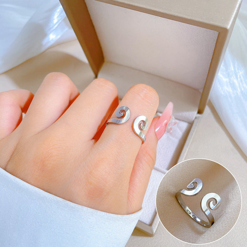 Anillo Minimalista de Acero de Titanio con Forma de Corona para Hombres y Mujeres, Acabado Pulido, Joyería Disco que no se Desvanece
